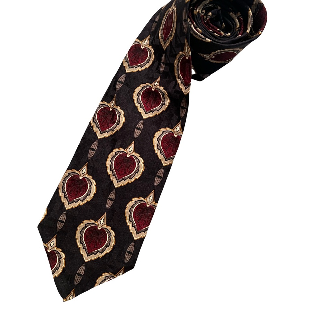 Robert Talbott Silk Black and Burgundy Patterned Tie
